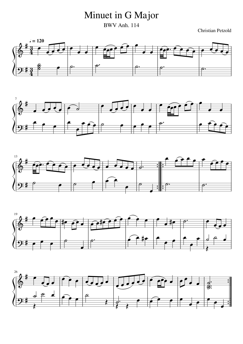 Minuet in G Major BWV Anh. 114