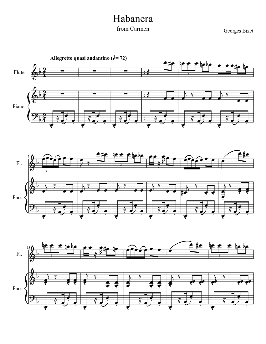 Beatbox Carmen Girl Sheet music for Piano, Flute (Solo) Easy | Musescore.com