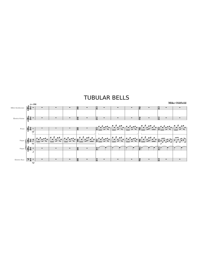Tubular bells Mike Oldfield piano tutorial