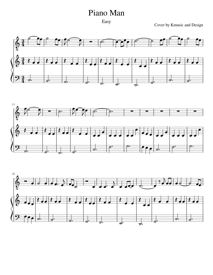 Piano Man Sheet music for Piano, Vocals (Piano-Voice) | Download and
