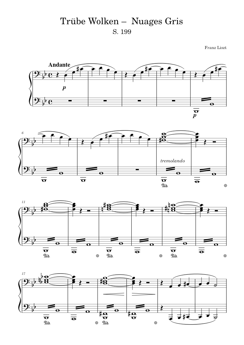 Nuages Gris Sheet Music For Piano Solo Musescore Com