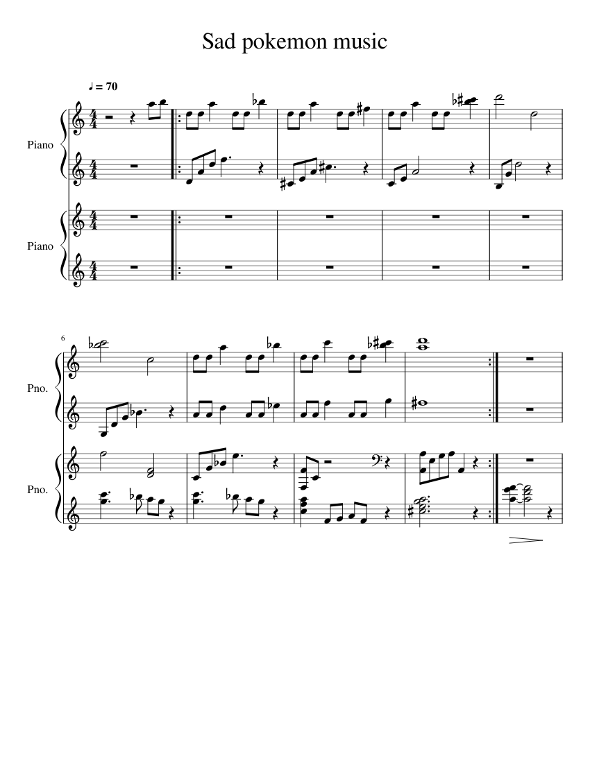 Sad Pokemon Music Sheet music for Piano (Piano Duo) | Musescore.com