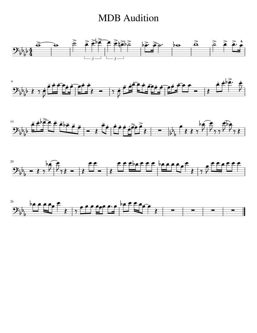 MDB Trombone Audition Piece Sheet music for Trombone (Solo) | Musescore.com