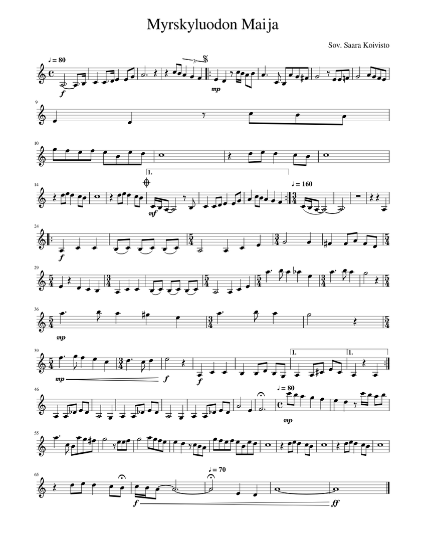Myrskyluodon Maija 1. viulu - piano tutorial