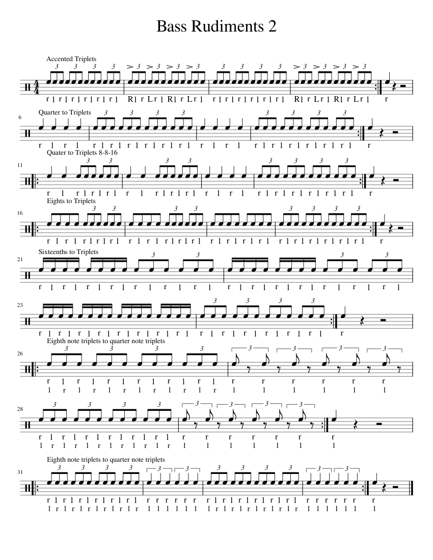 Bass Rudiments 2 Sheet music for Bass drum (Solo) | Musescore.com