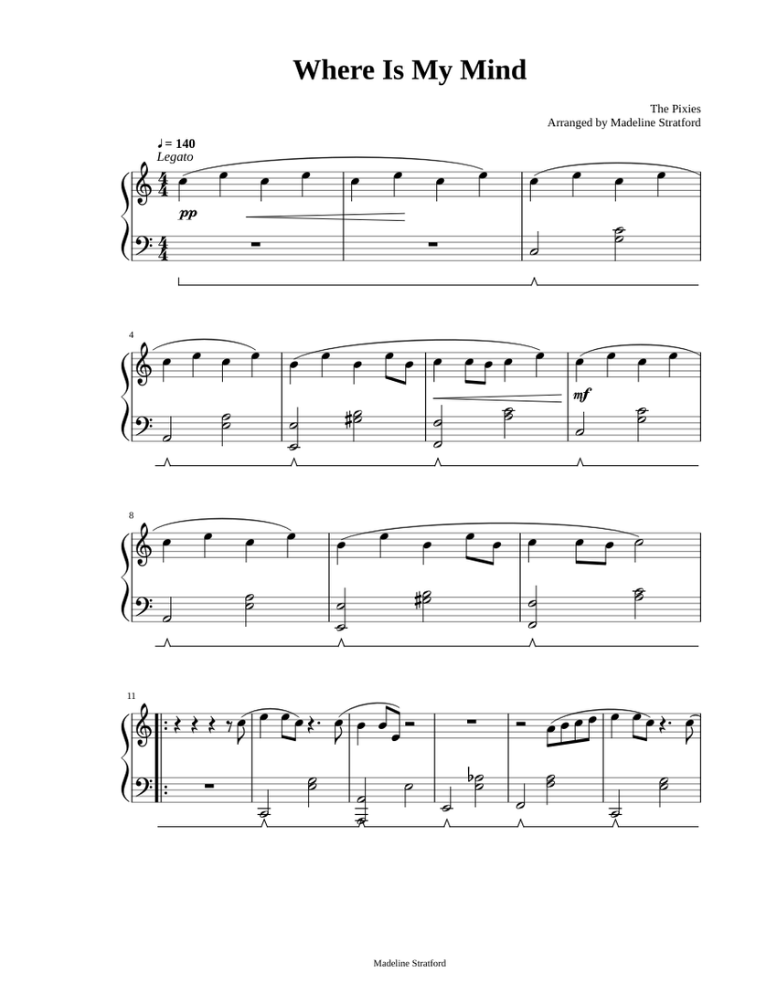 Piano Solo - Where is My Mind - Pixies - Theme from Mr Robot Sheet music  for Piano (Solo) | Musescore.com