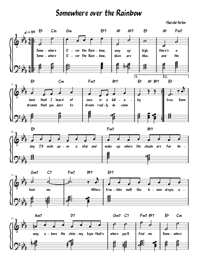 Somewhere Over The Rainbow Sheet Music For Piano Solo Easy somewhere-over-the-rainbow-sheet-music-for-piano-solo-easy