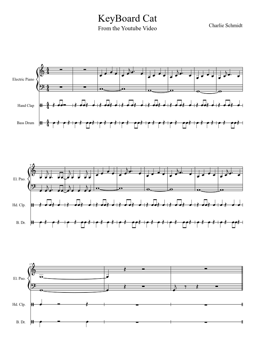 KeyBoard Cat Sheet music for Piano, Drum group, Hand clap (Mixed Trio) |  Musescore.com