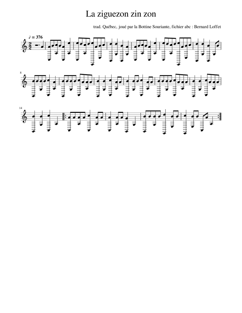 Traditional music - La ziguezon zin zon Sheet music for Piano (Solo) |  Musescore.com