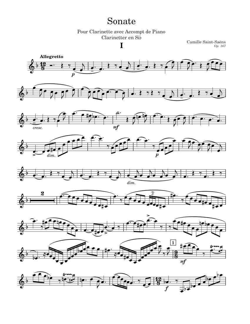 METHOD For SWINGING CLARINET ス (日本語) 楽譜 クラリネットソナタ、Op.167 - カミーユ・サン＝サーンス 楽譜