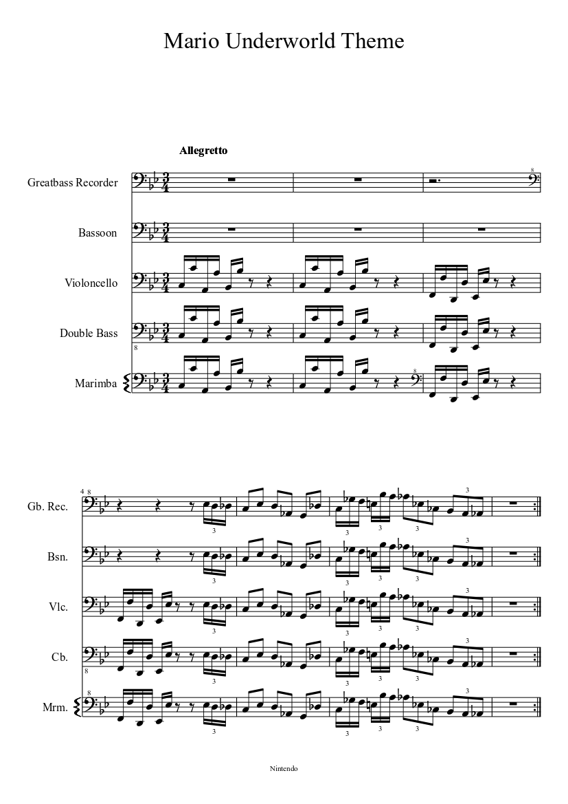 Mario Underworld Theme Sheet music for Bassoon (Solo) | Musescore.com