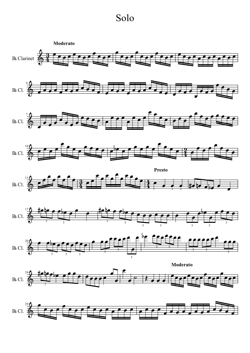 Clarinet Solo Sheet music for Clarinet other (Solo) | Musescore.com