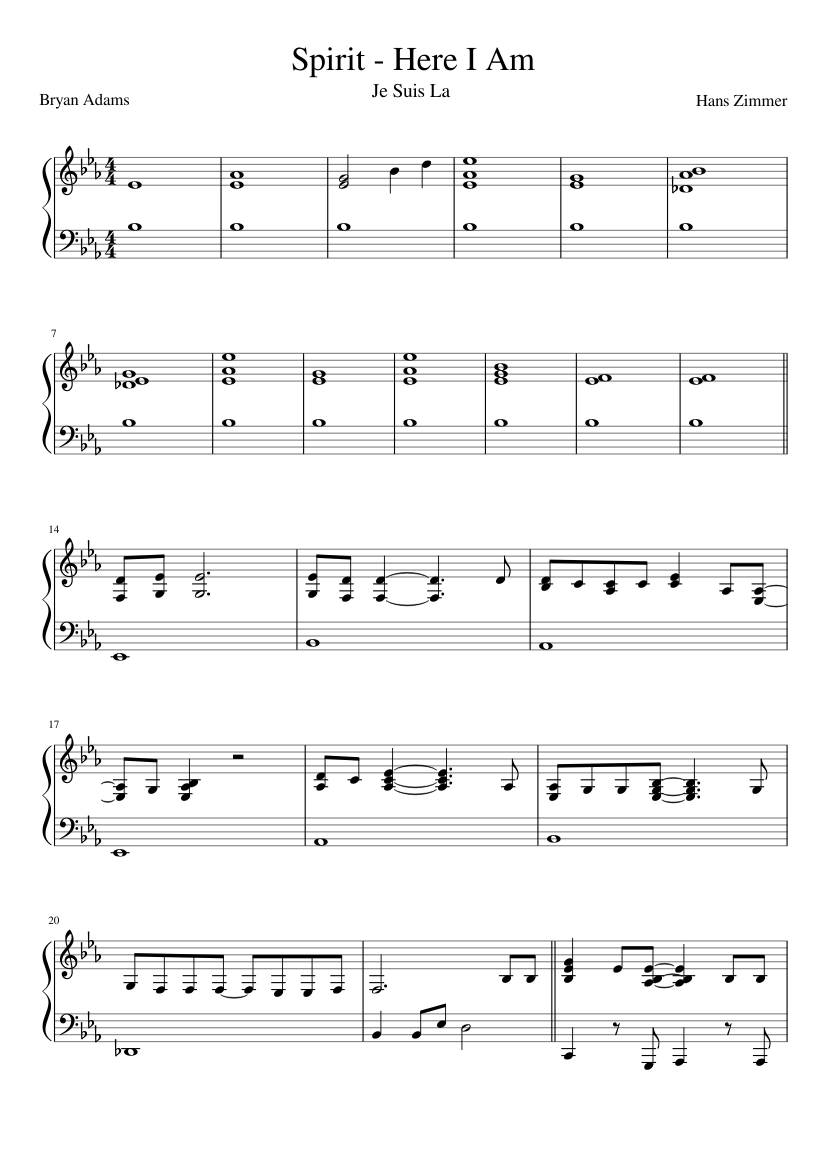 Spirit - Here I Am Sheet music for Piano (Solo) | Musescore.com