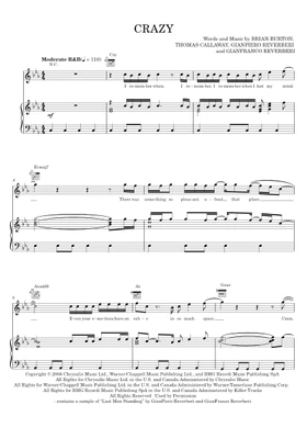 Free crazy by Gnarls Barkley sheet music | Download PDF or print on  Musescore.com