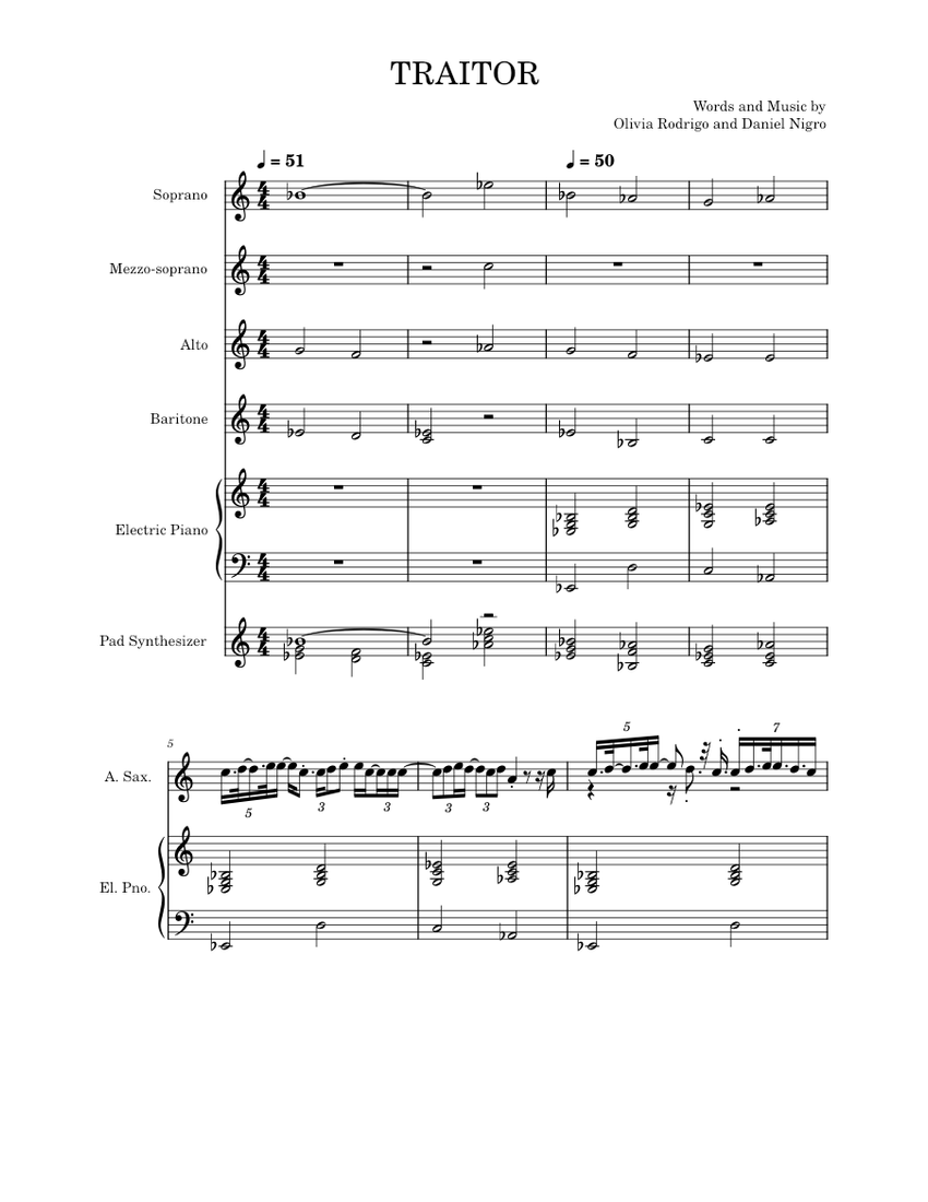 traitor Sheet Music - 36 Arrangements Available Instantly
