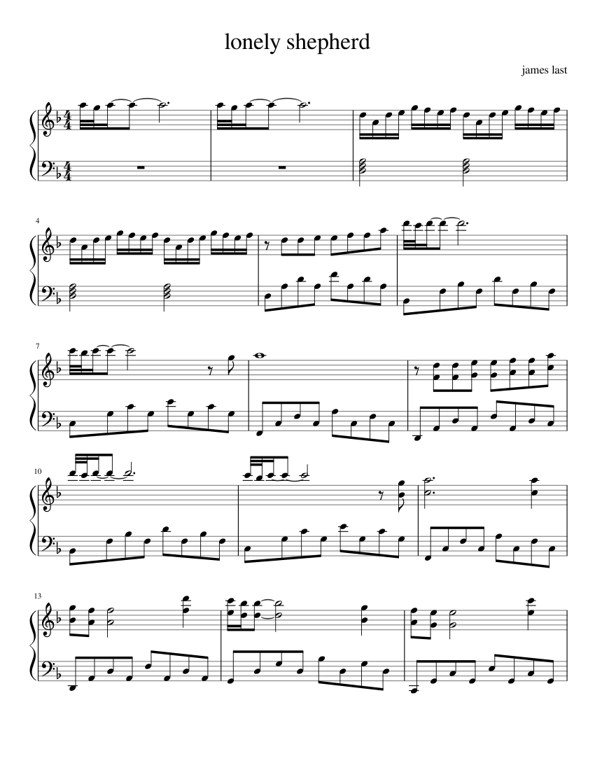 Lonely shepherd" composed by James Last Sheet music for Piano (Solo) |  Musescore.com