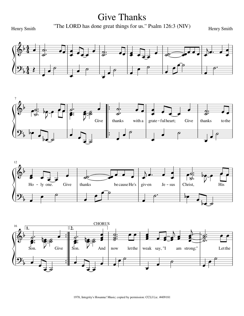 Give Thanks Sheet music for Piano (SATB) | Musescore.com