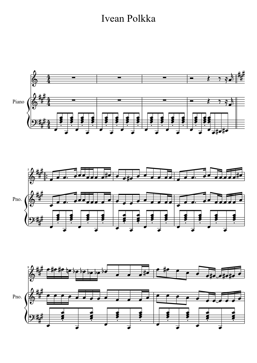 Ievan Polkka Sheet music for Piano (Solo) | Musescore.com