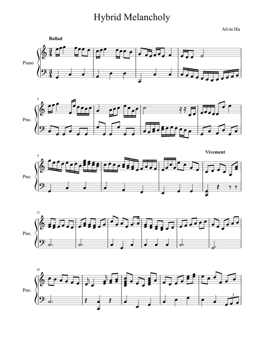 Sad Piece for Piano Sheet music for Piano (Solo) | Download and print