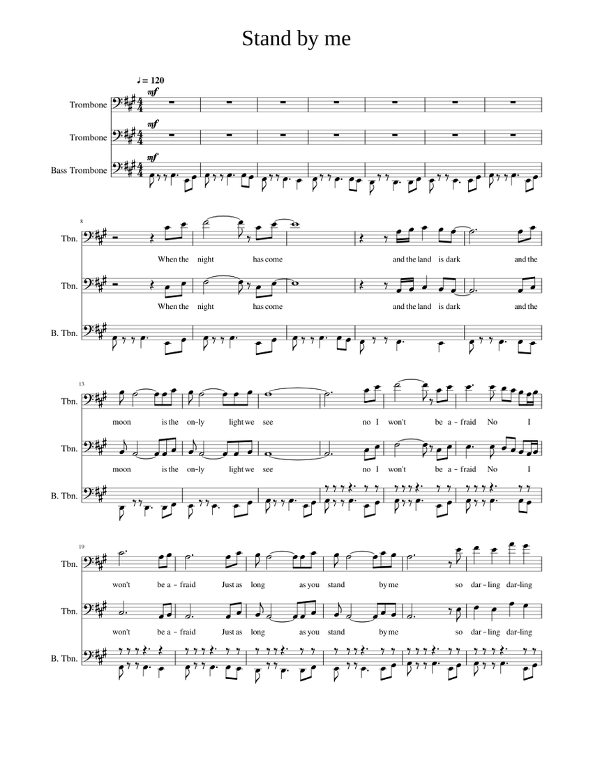 Stand By Me Trombone Trio Sheet music for Trombone, Trombone bass ...