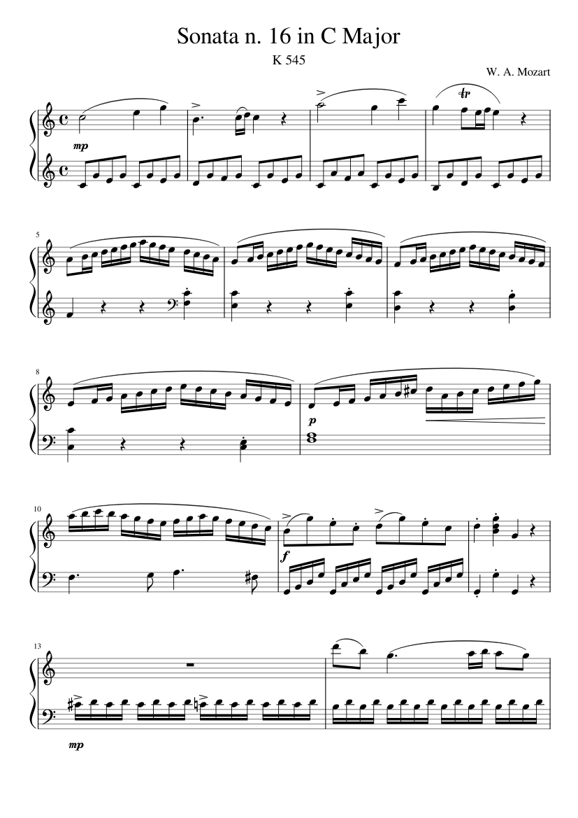 Piano Sonata No.16 in C major K.545