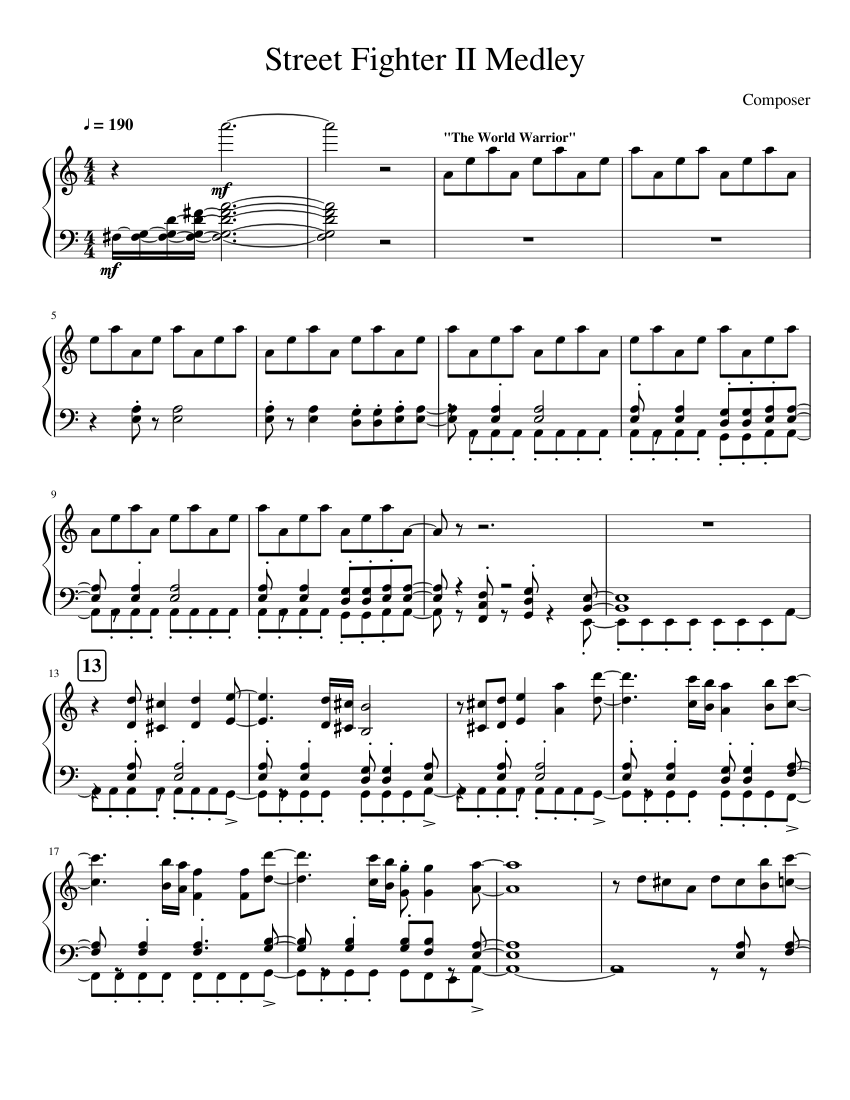 Street FIghter II Medley Sheet music for Piano (Solo) | Musescore.com