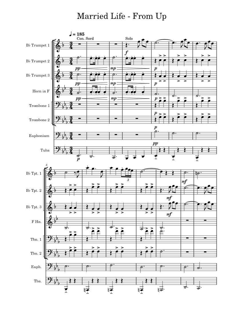 Married Life From Up Sheet music for Trombone, Euphonium, Tuba