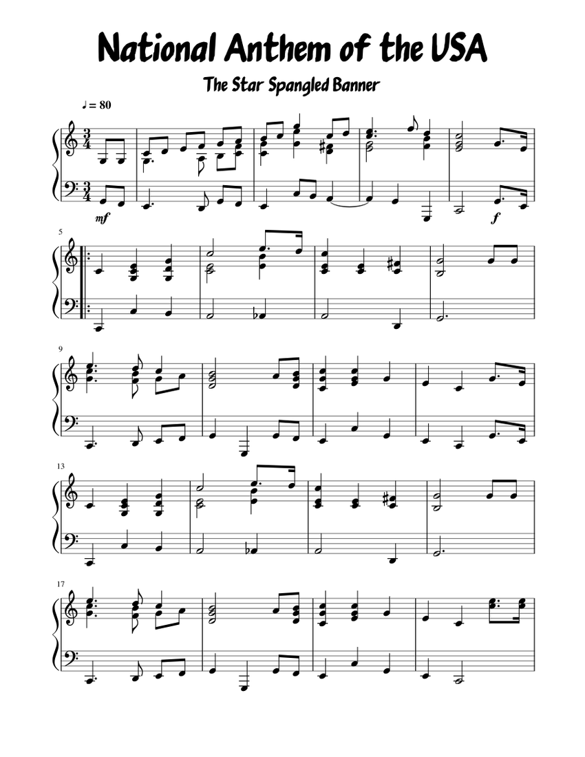 National Anthem Sheet music for Piano (Solo) | Musescore.com