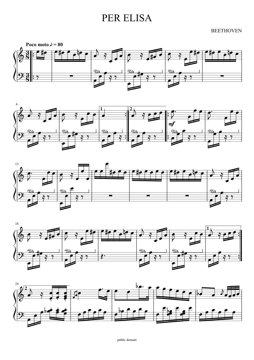 PER ELISA Sheet music for Piano (Solo) | Musescore.com