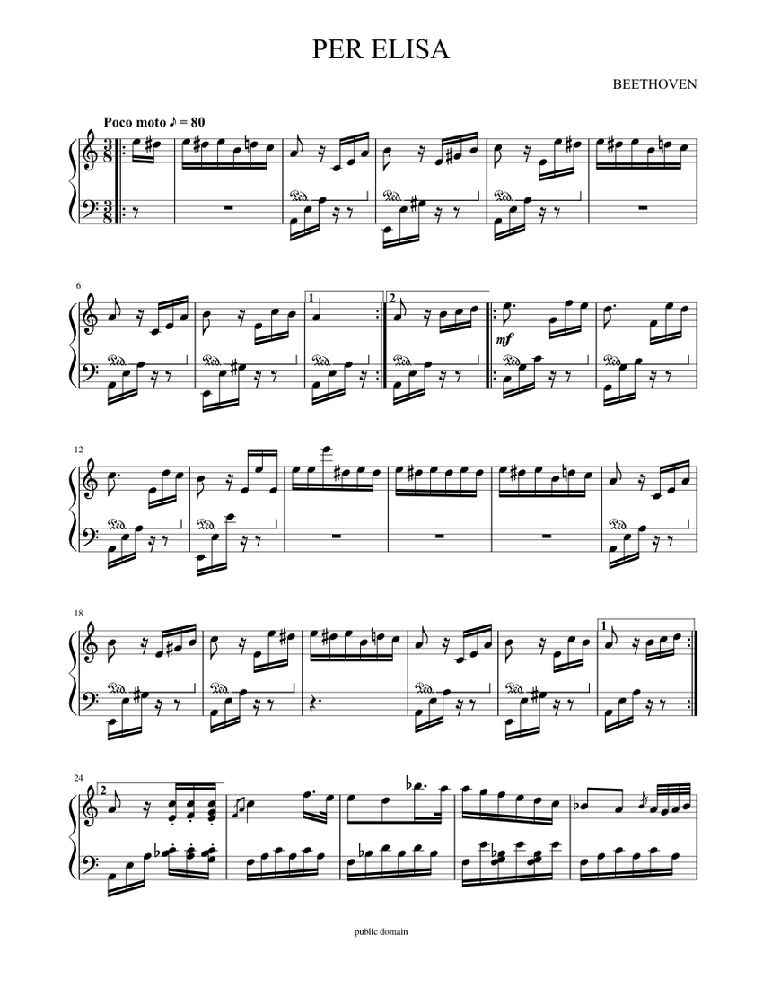 PER ELISA Sheet music for Piano (Solo) | Musescore.com