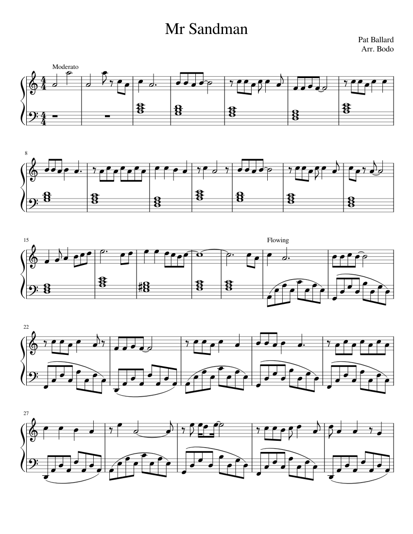 Mr Sandman Sheet music for Piano (Solo) | Musescore.com