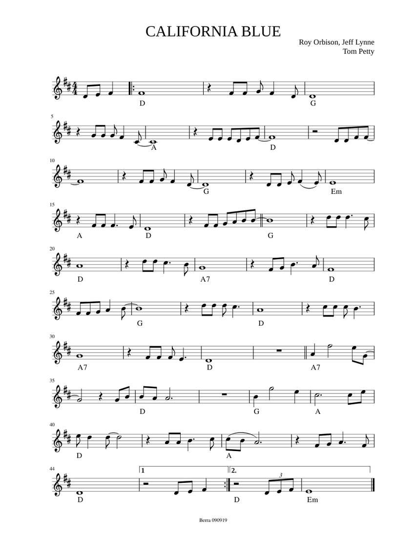 Calif Blue Notes CALIFORNIA BLUE Sheet music for Woodwinds group (Solo) | Musescore.com