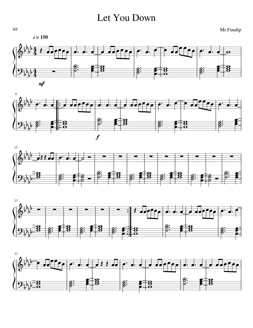 NF Let You Down Sheet music for Piano (Solo) | Musescore.com