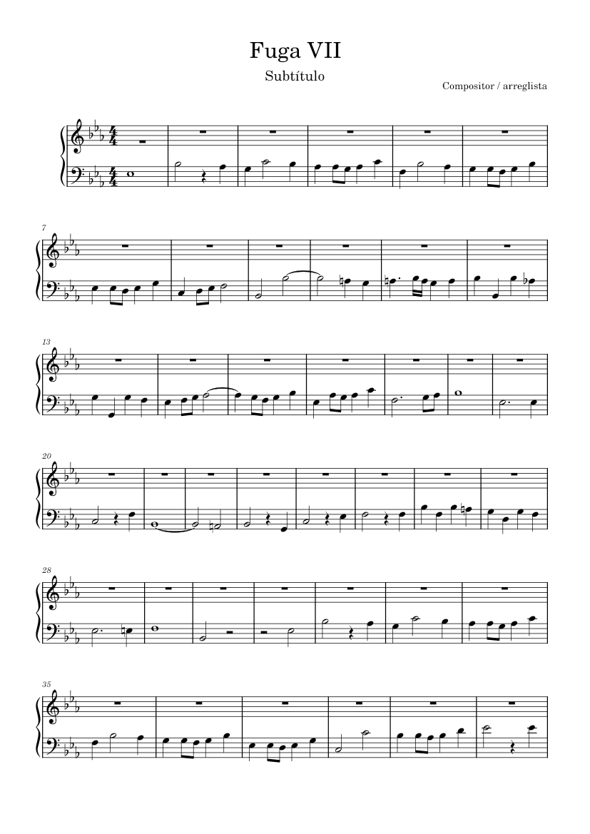 Fuga Ⅷ – J S Bach-Siloti;p0chacco Fuga VII Sheet music for Piano (Solo ...