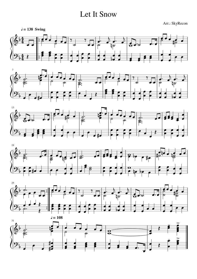 Let It Snow Jule Styne Sheet Music For Piano Solo Musescore Com