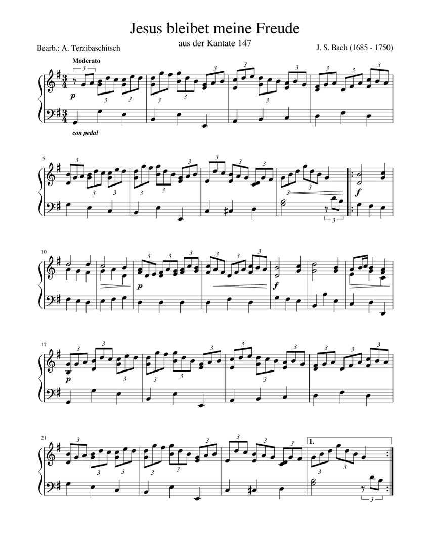 Jesus bleibet meine Freude Sheet music for Piano (Solo) | Musescore.com