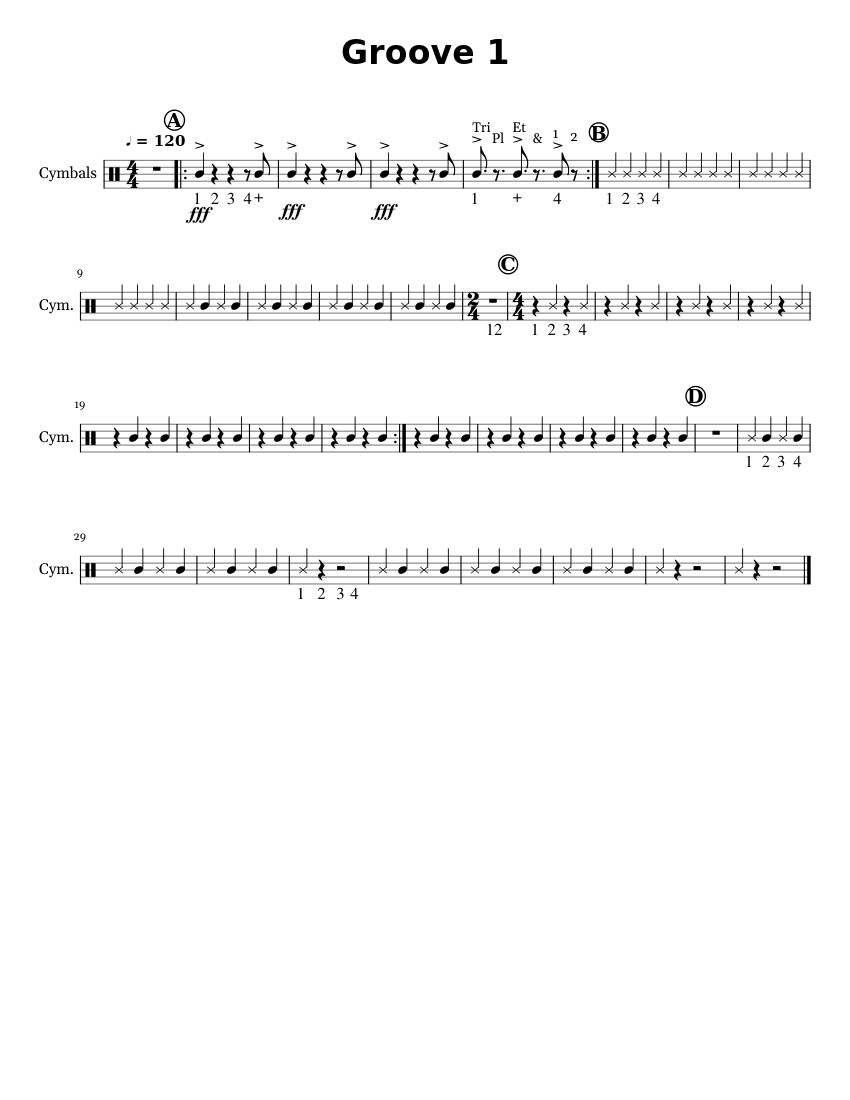 CDA Groove 1 Cymbal Sheet music for Crash (Solo)