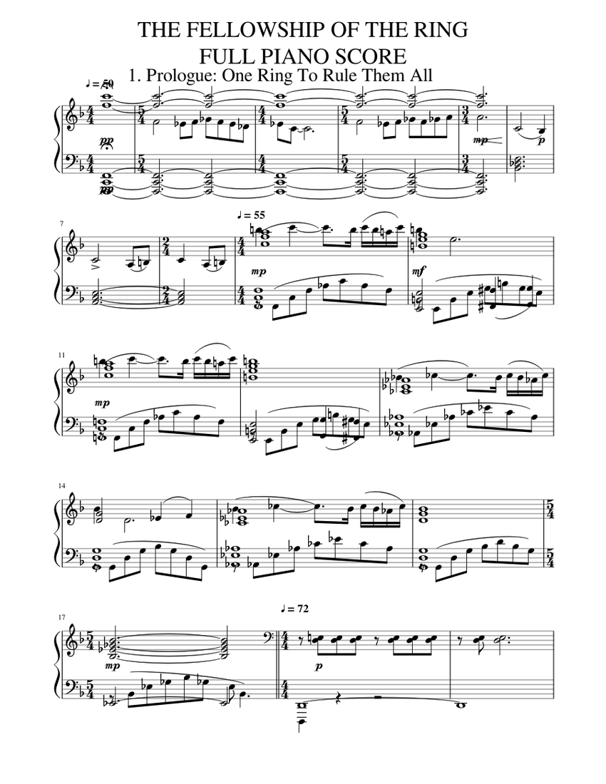200 Sub Special - The Lord of the Rings - The Fellowship of the Ring -  Complete score of the movie Sheet music for Piano (Solo) | Musescore.com