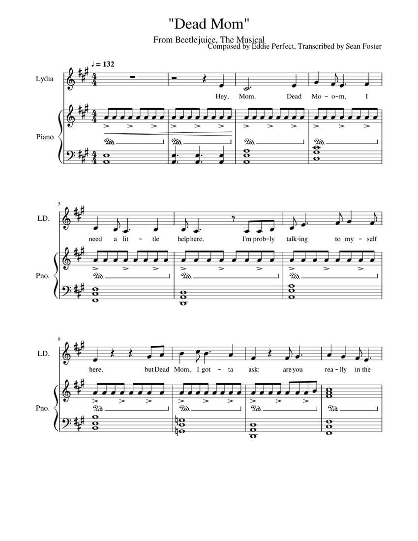Dead Mom From Beetlejuice Sheet Music For Piano Alto Mixed Duet Musescore Com
