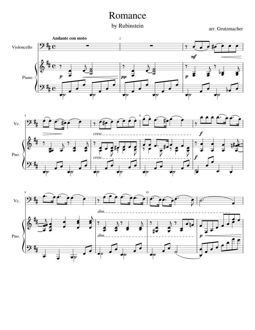 Persian Love Song (Rubinstein) - Download Sheet Music PDF file