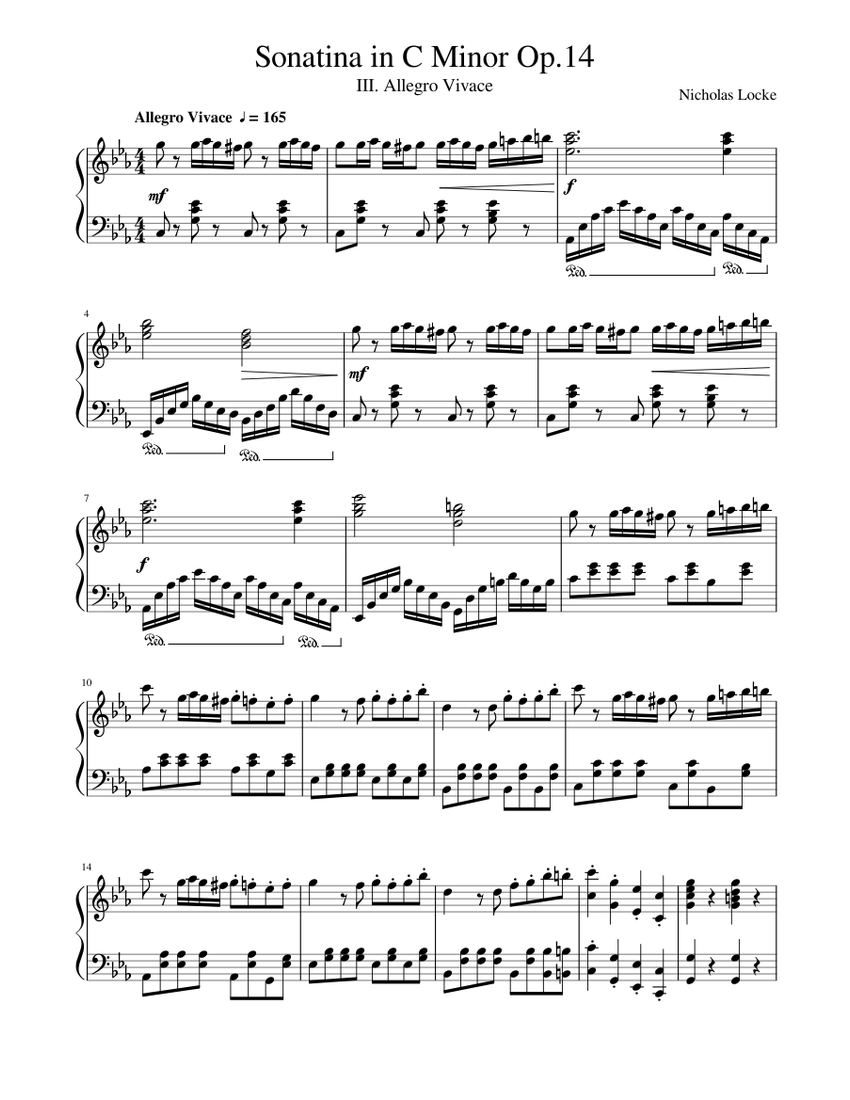 Sonatina in C Minor - Allegro Vivace (WIP) Sheet music for Piano (Solo) |  Musescore.com