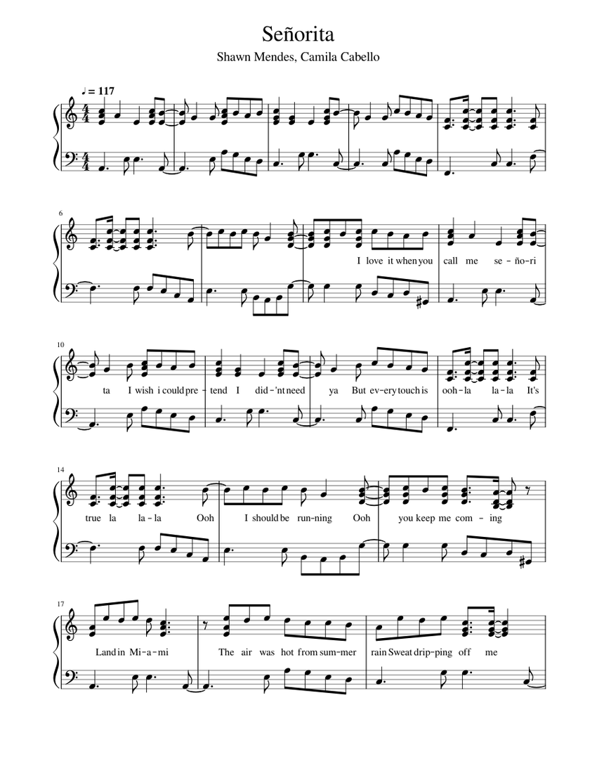 Shawn Mendes, Camila Cabello - Señorita Sheet music for Piano (Solo) |  Musescore.com