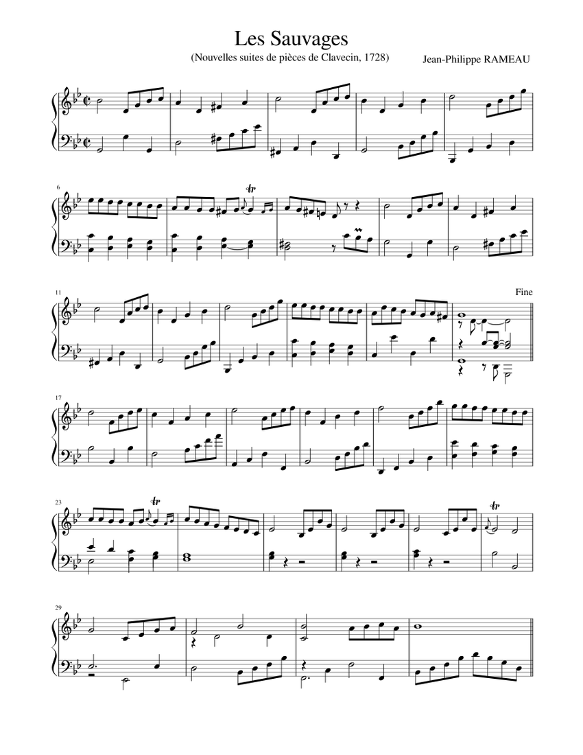Les Sauvages, piano Sheet music for Piano (Solo) | Musescore.com