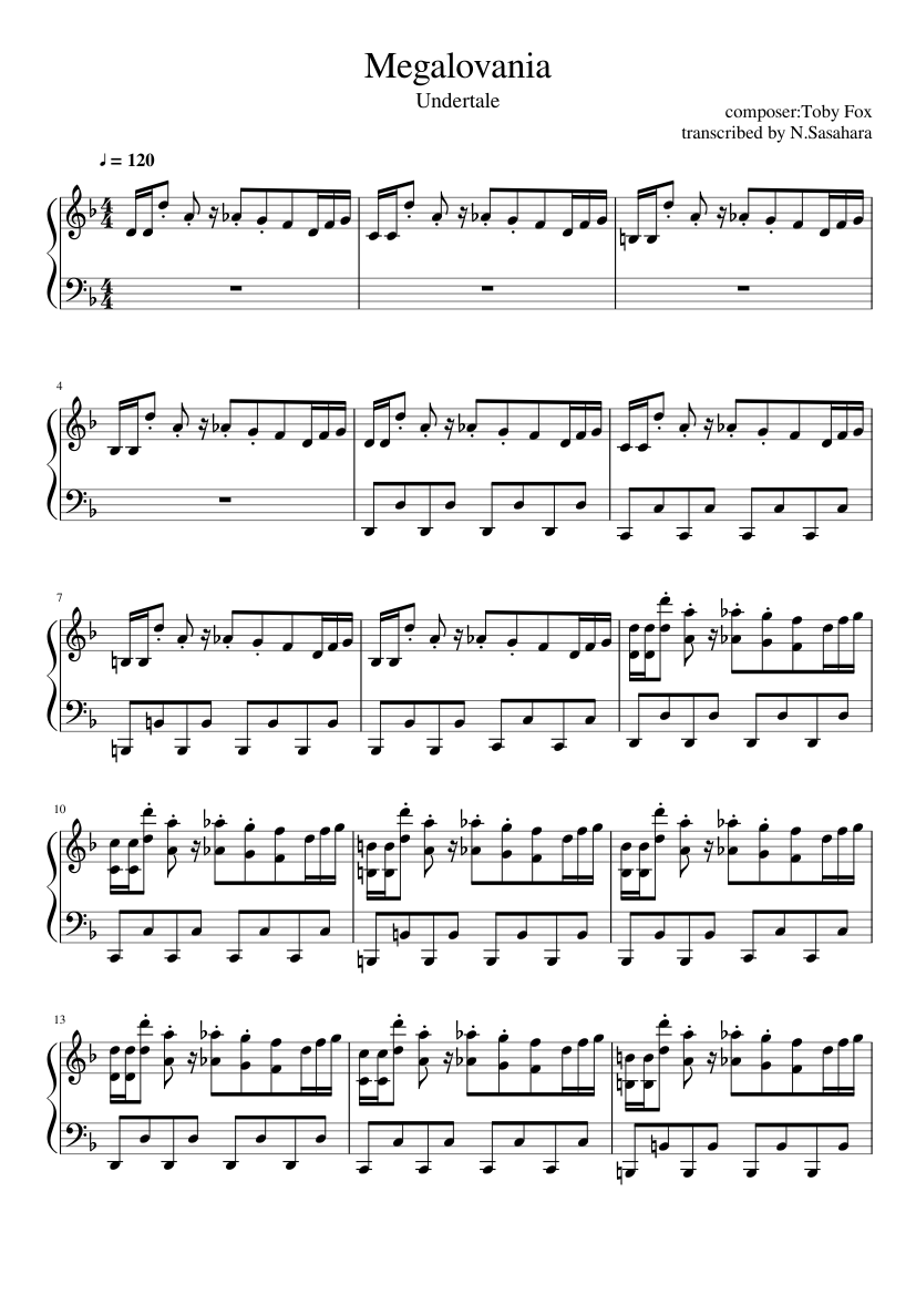 メガロヴァニア（アンダーテール） 楽譜 ピアノ (ソロ) | MuseScore.com