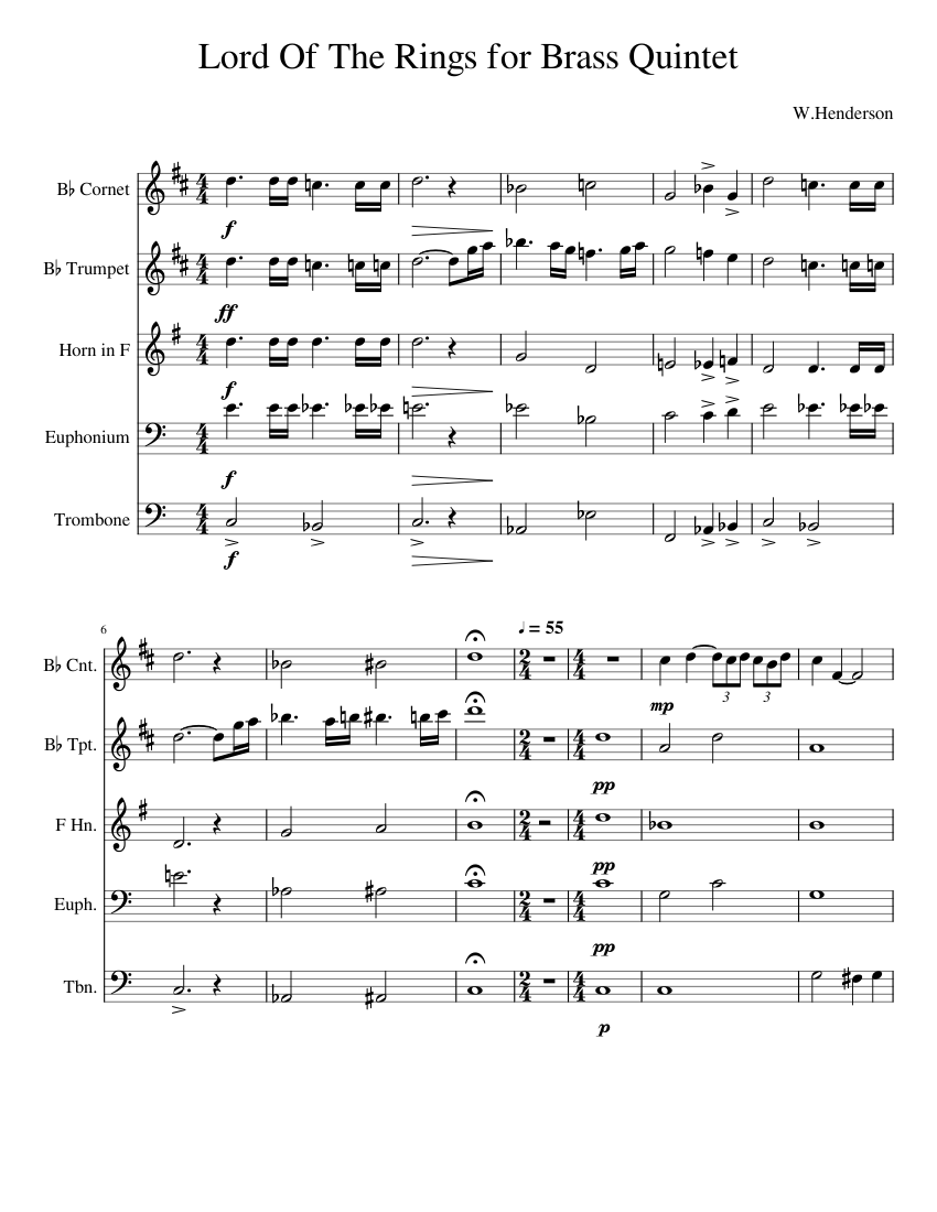 Lord Of The Rings for Brass Quintet