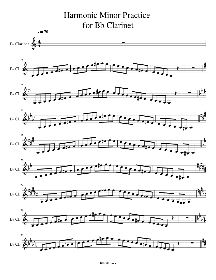 Bb Harmonic And Melodic Minor Scales And Arpeggios Sheet Music For ...