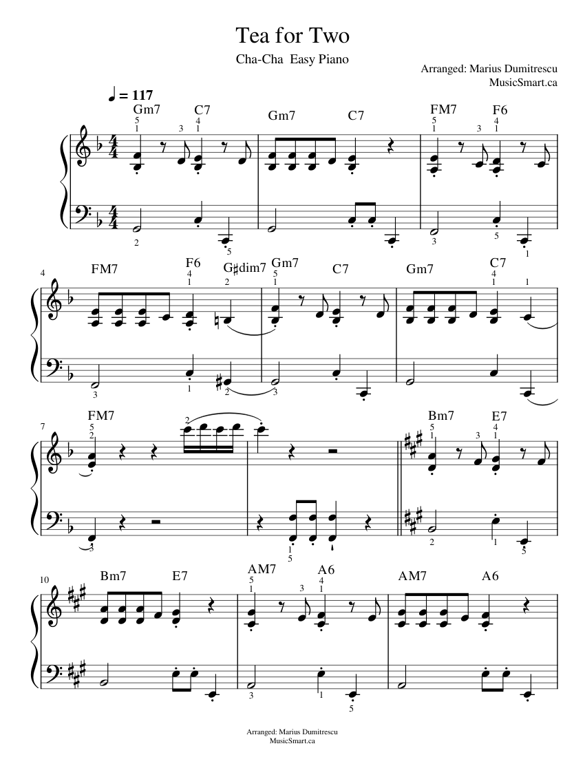 Tea for Two – Vincent Youmans Sheet music for Piano (Solo) | Musescore.com