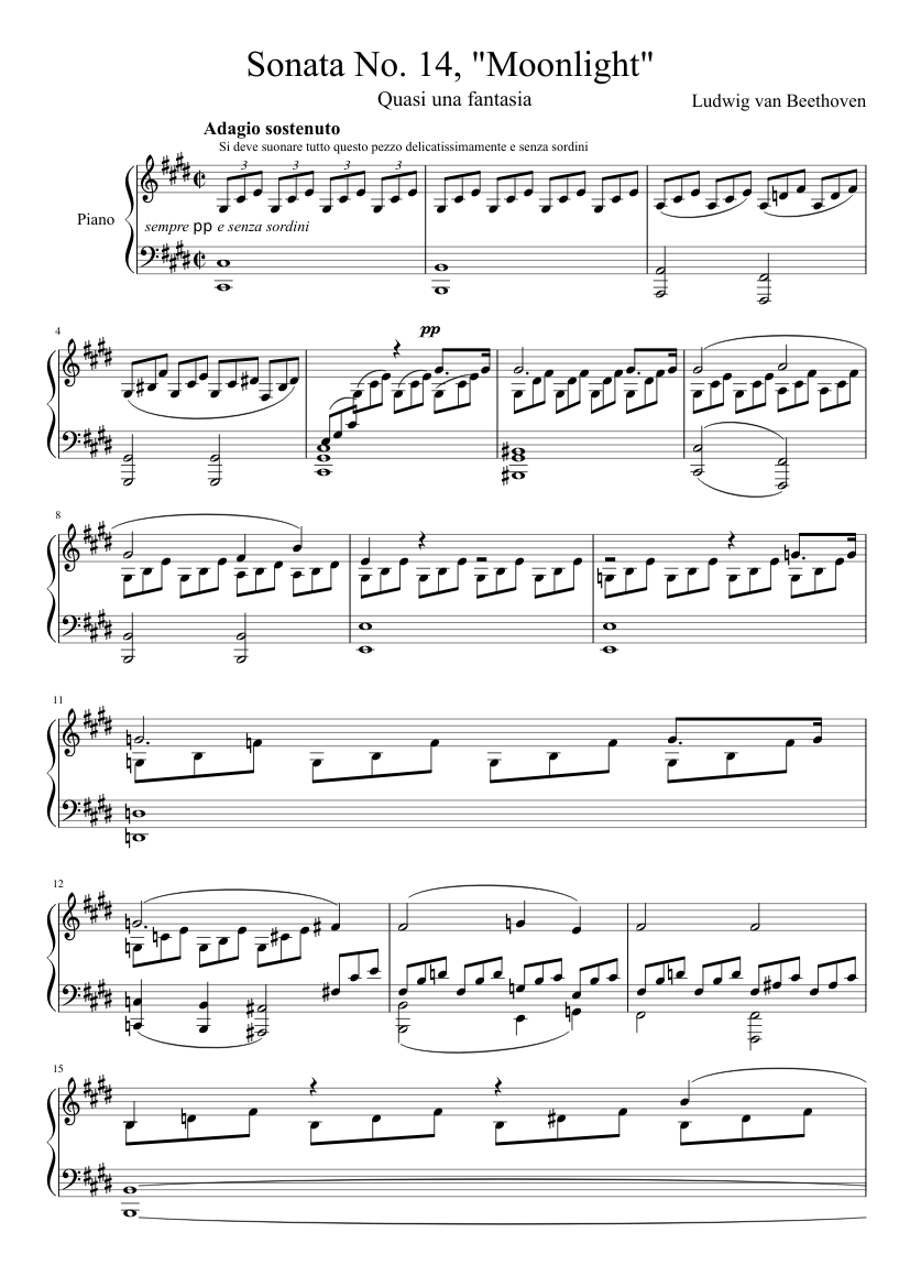 Sonate au clair de lune Sheet music for Piano (Solo) | Musescore.com