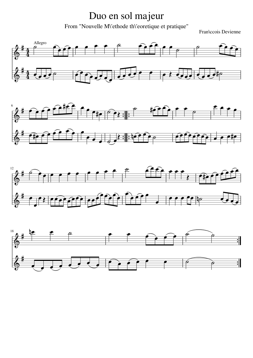 Duo en sol majeur