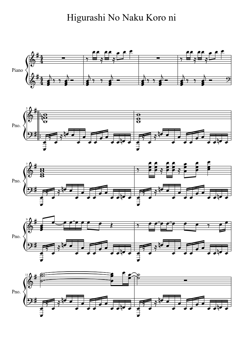 Higurashi No Naku Koro Ni (FULL) for Piano Sheet Music for Piano